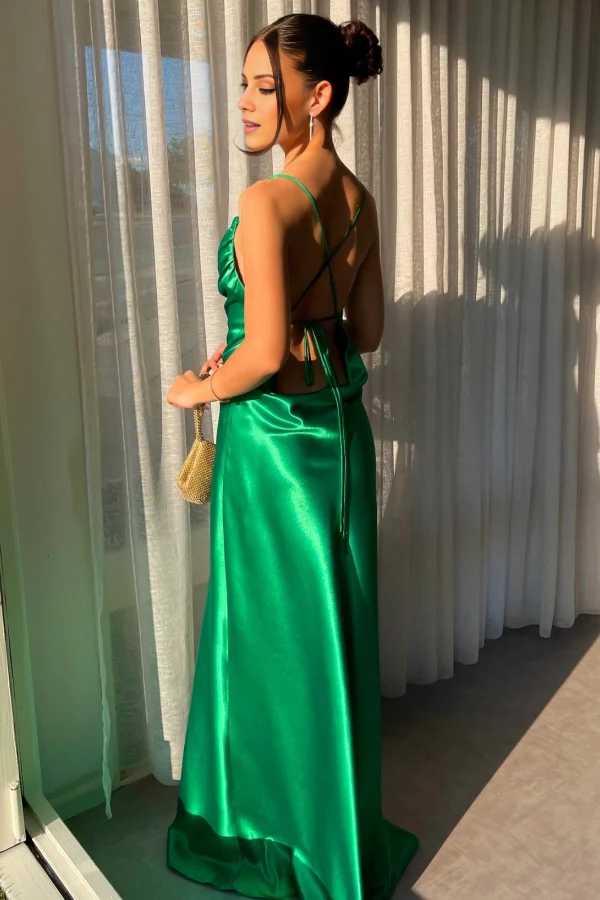 Jimiss Minimally Tight Off Shoulder Sleeveless Cross Strap Evening Dress