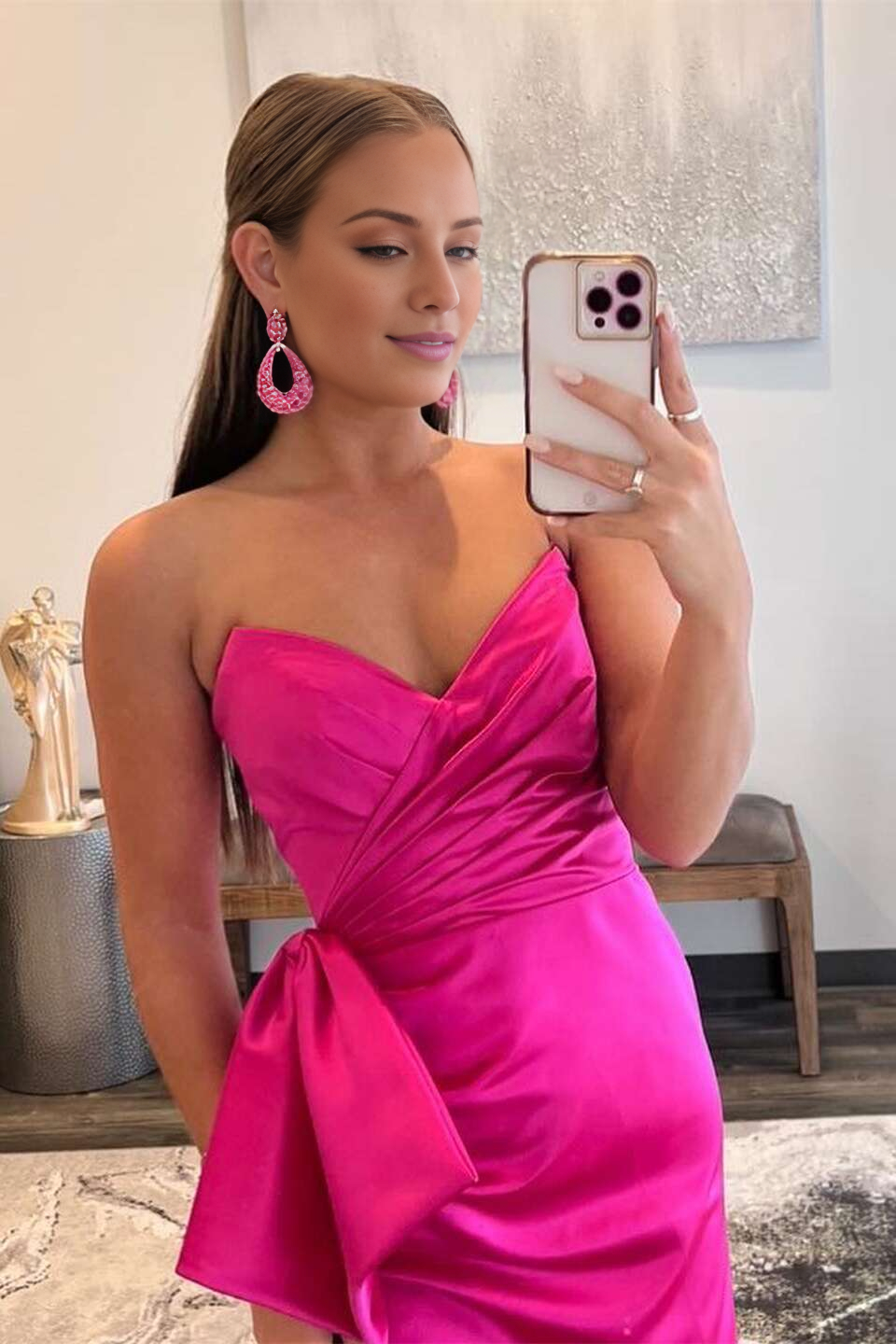 Jimiss V-neck purple red pleated slit mermaid long dress