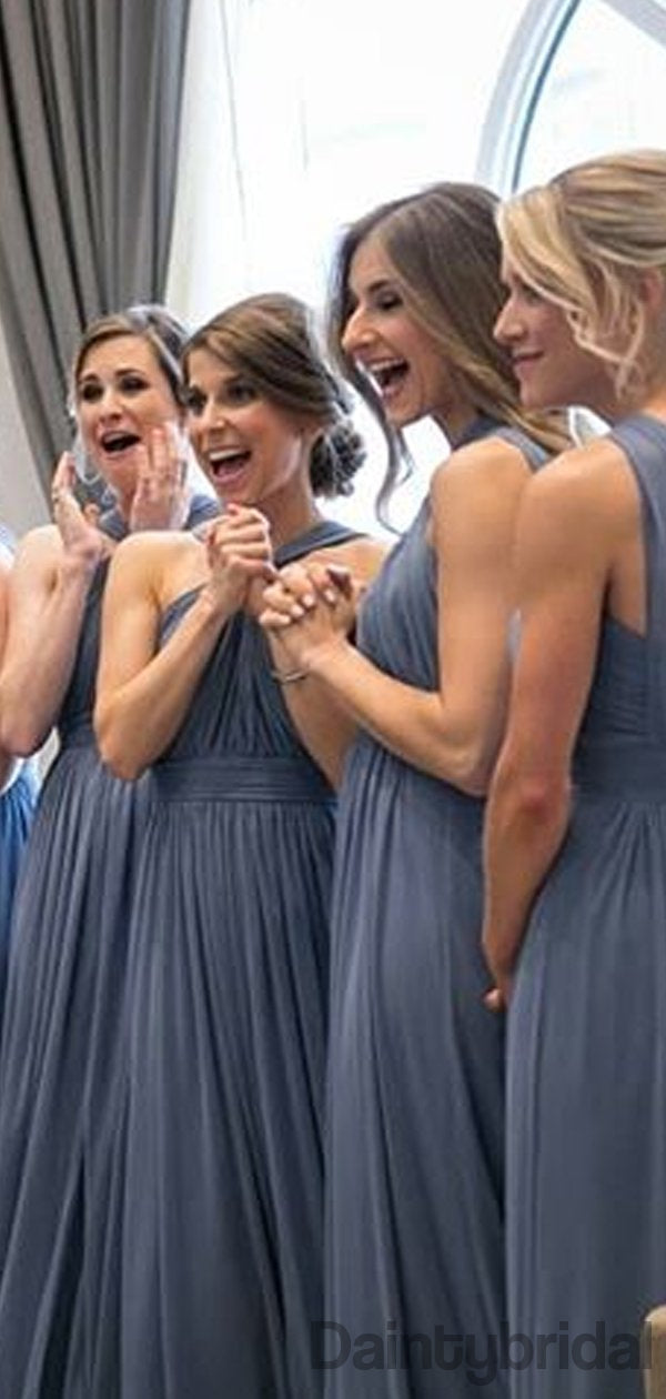 Halter Chiffon A-line Floor Length Long Bridesmaid Dresses.DB10229