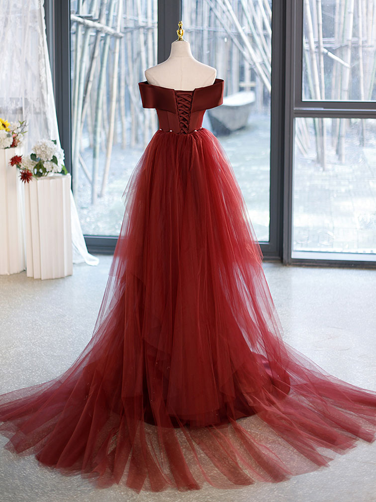 Simple Sweetheart Neck Mermaid Burgundy Long Prom Dress, Burgundy Formal Dress