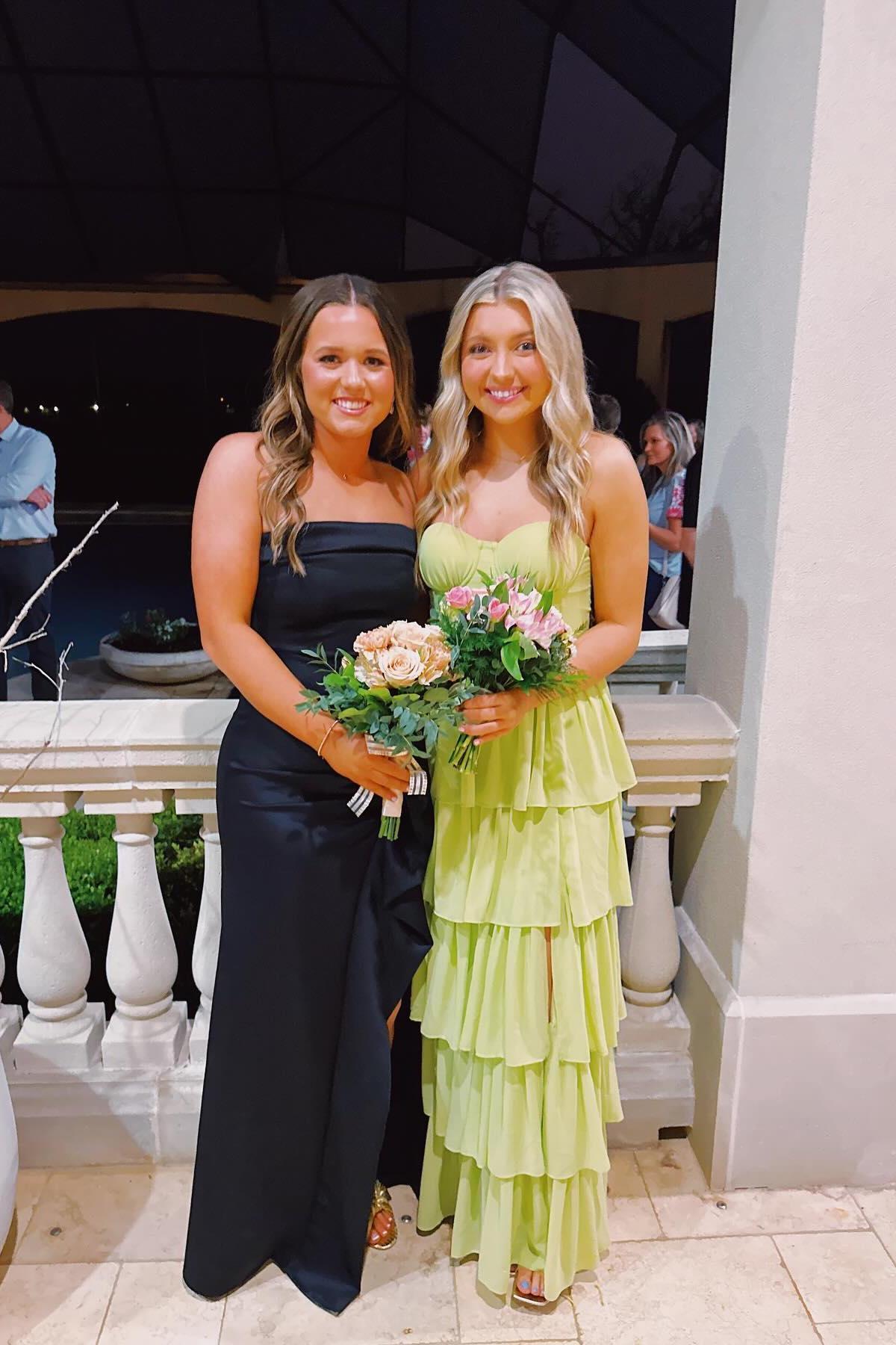 Apple Green Bustier Chiffon Tiered Maxi Dress Formal Dresses