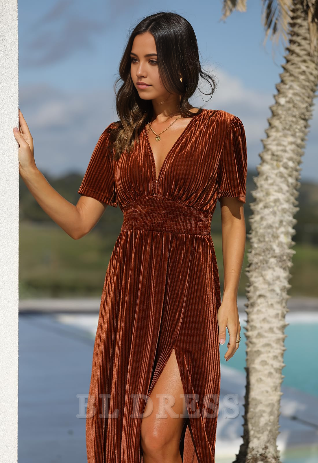 A-line V-Neck Short Sleeve formal dresses Bridesmaid Dresses evening gown Prom Dress