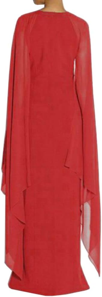 Women's Elegant High Split Flare Sleeve Formal Evening Gowns Maxi Dress Women's Elegant High Split Flare Sleeve Formal Evening Gowns Maxi Dress with Cape Party Dress Wholesale