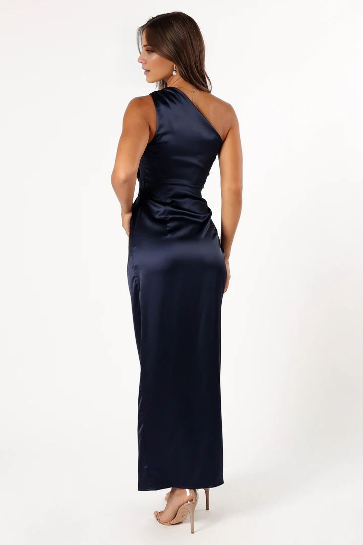 Jimiss asymmetrical neckline sleeveless side slit long Prom dress