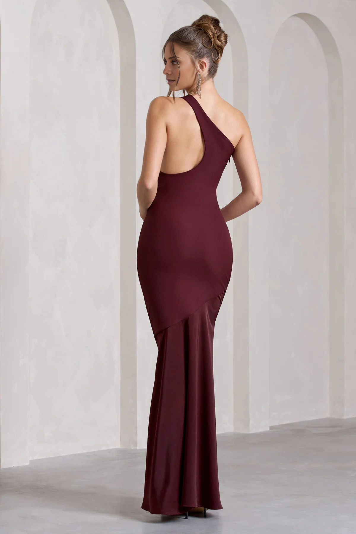 Mermaid One Shoulder Hollow and Ground Length Evening Dress - Jimiss Dress