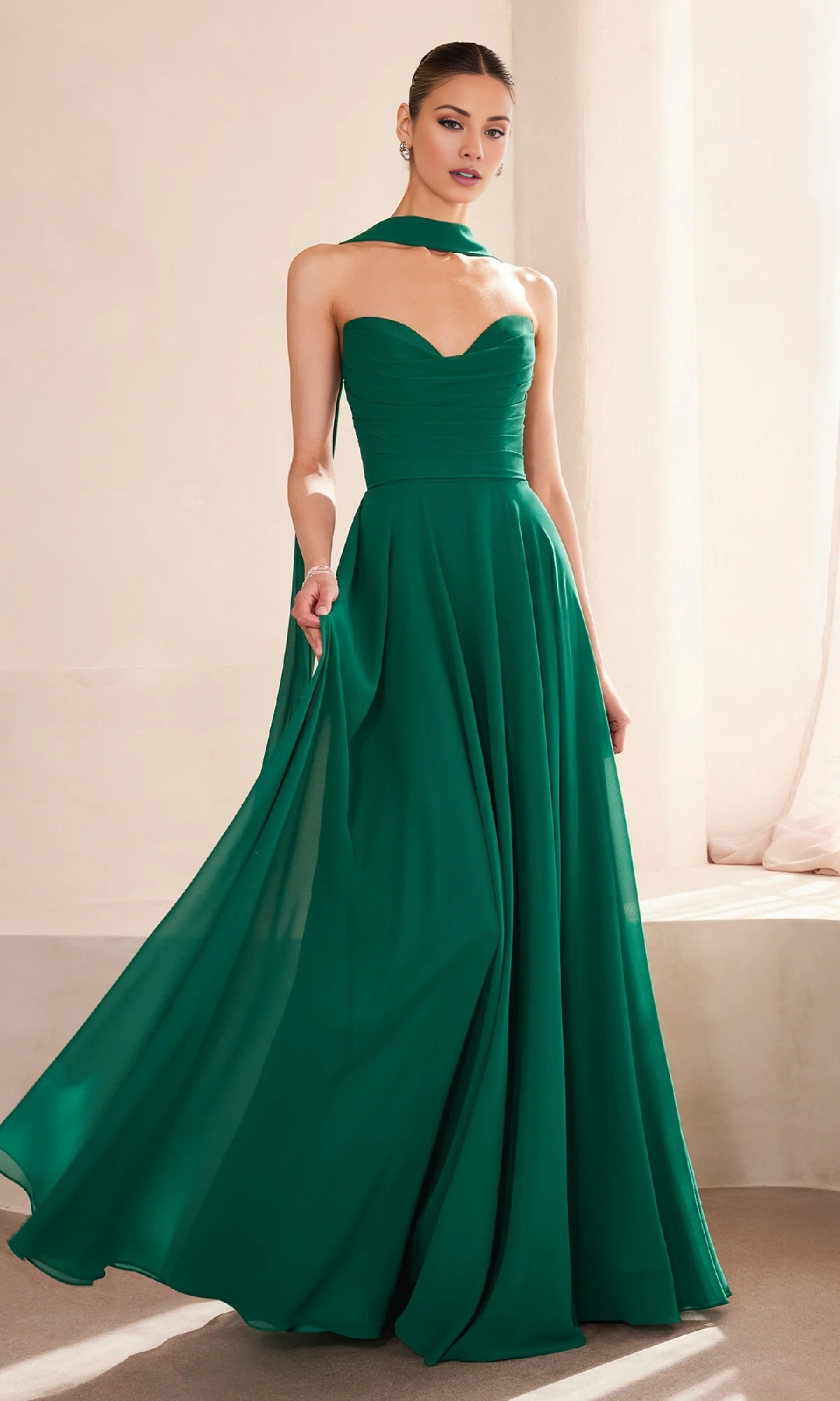 Jimiss A-line off shoulder strapless back strap and floor length Prom dress
