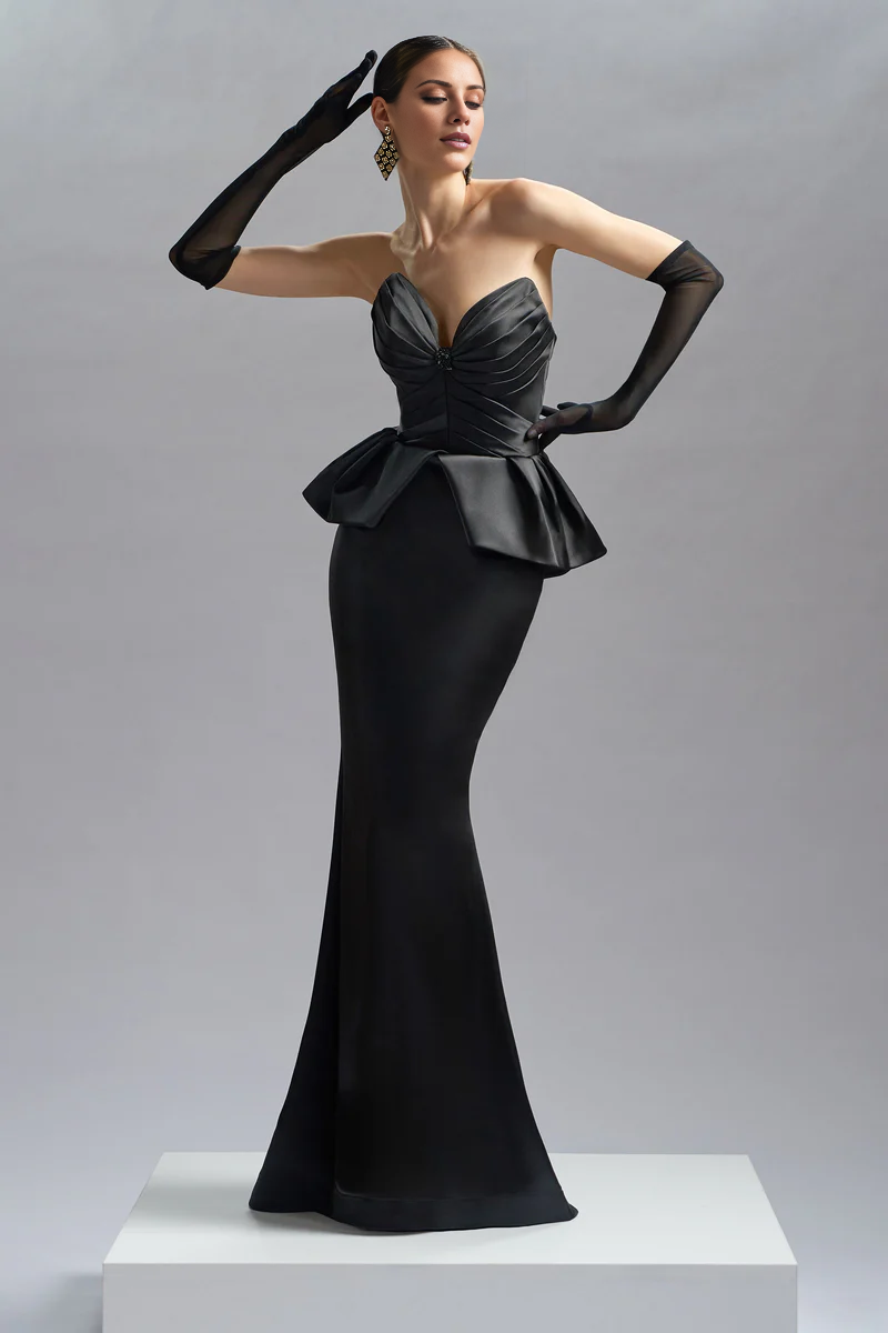 Mermaid satin lined tight corset and floor length evening gown（dresses only）