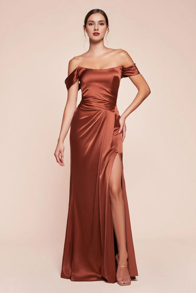 Off shoulder tight corset satin evening gowns