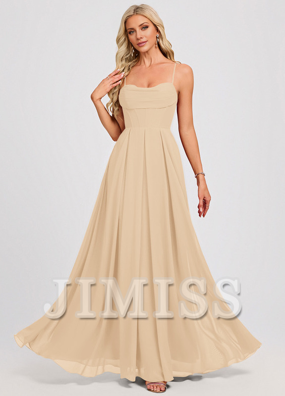 A-line sweetheart pleated floor-length chiffon prom dress