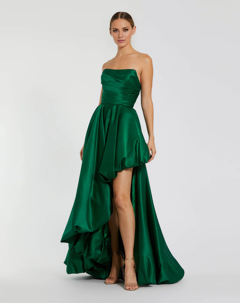 Sleeveless off-shoulder satin strapless neckline floor-length evening dress