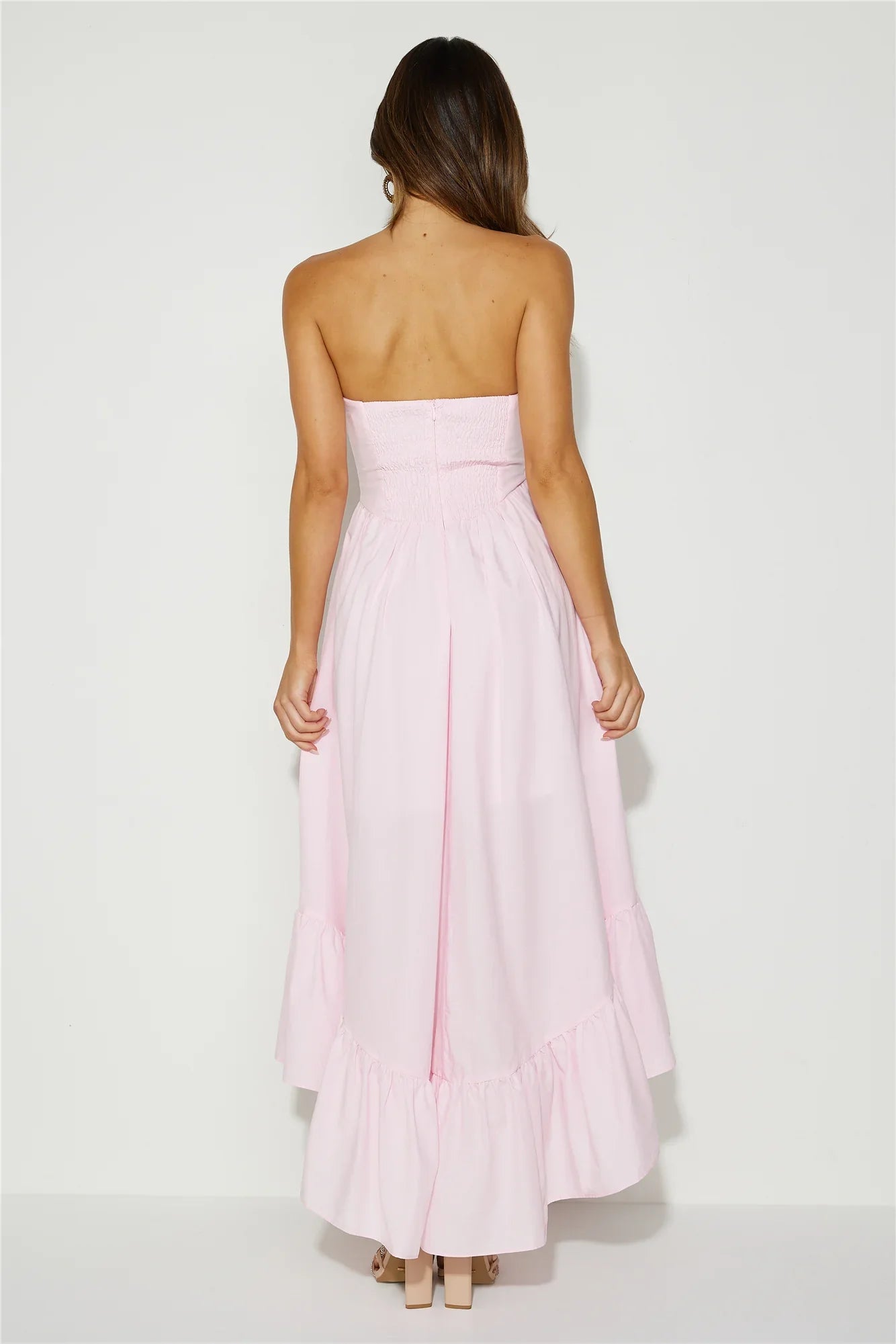 Jimiss A-line off shoulder collar strapless backless long Prom dress