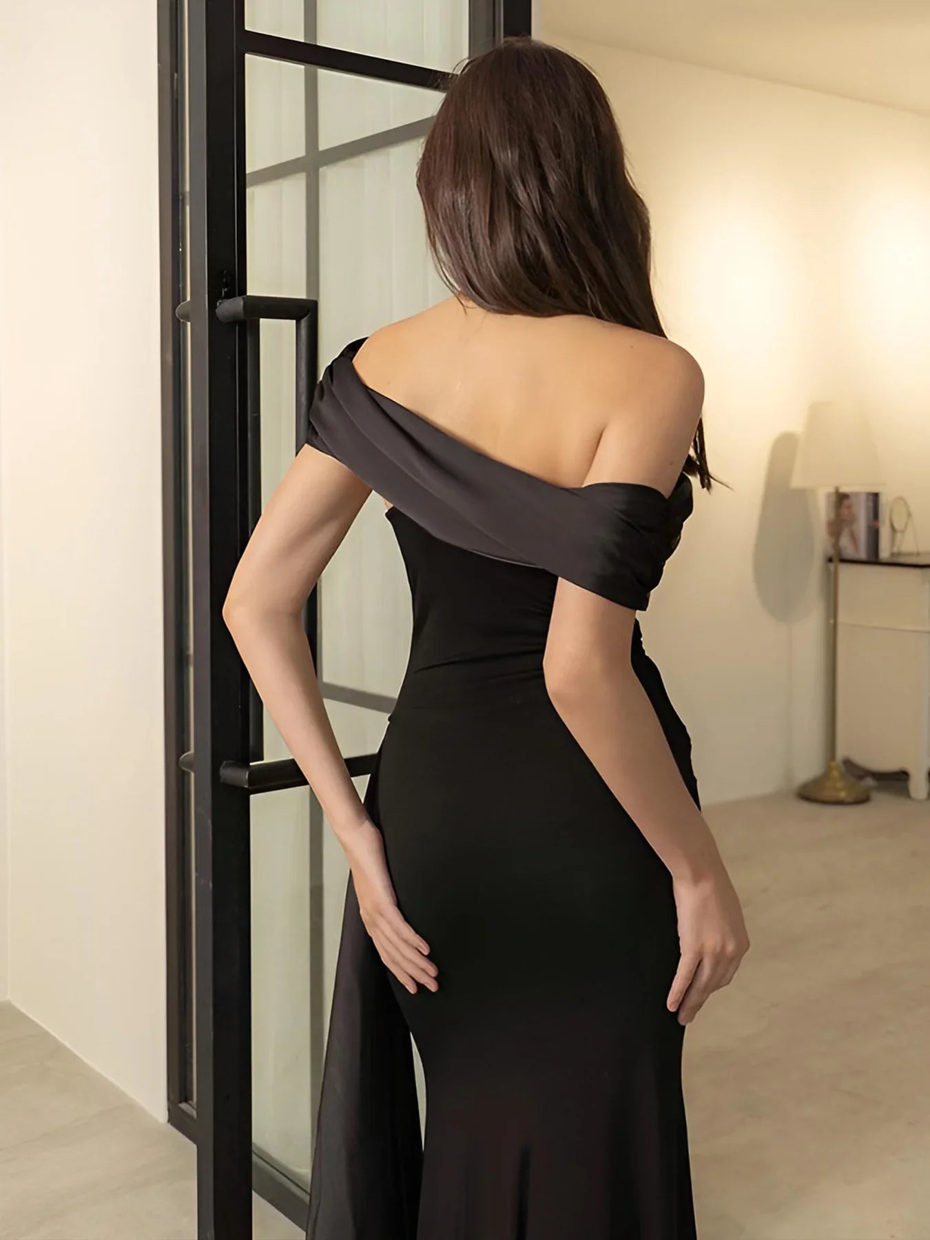 Mermaid/Trumpet Evening Dress Elegant Dress Formal and Ground length Short sleeved Shoulder Pocket Ribbon Bow 2025 Gowns Evening Dresses