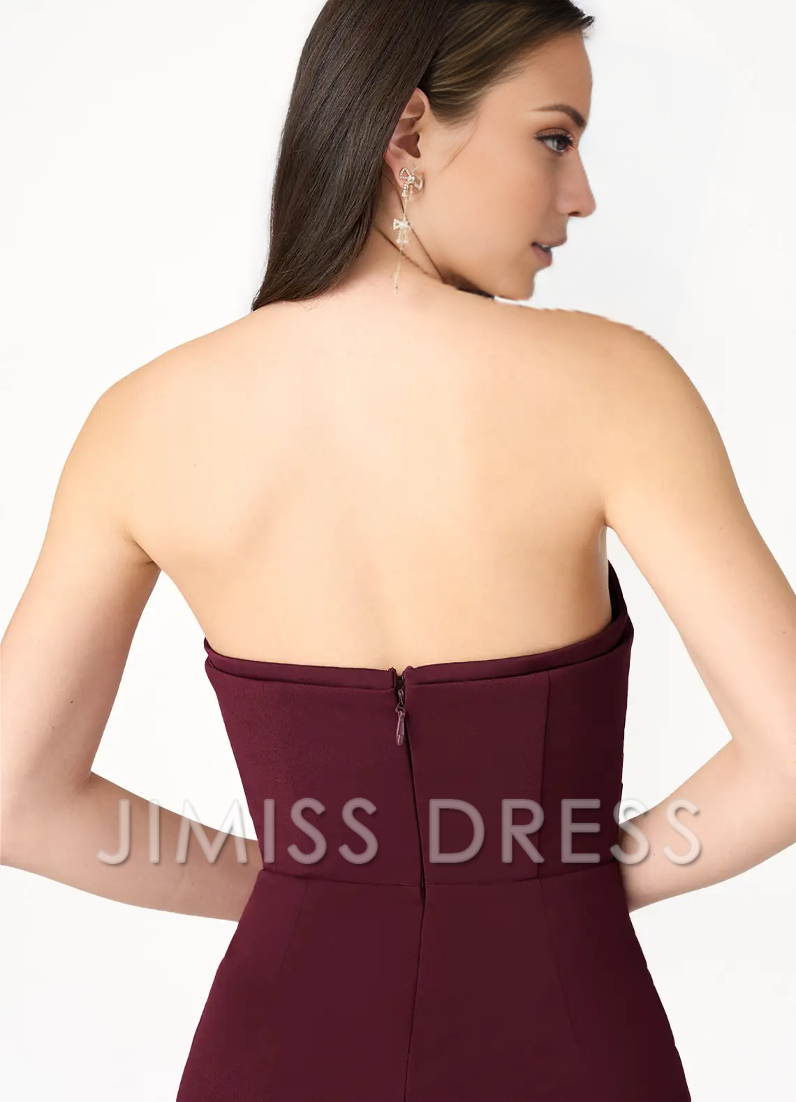 Jimiss off shoulder strapless side slit backless and floor length Prom dress