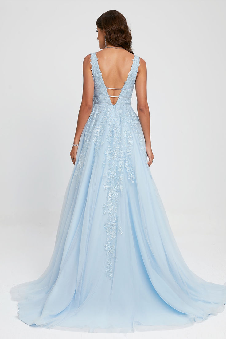 Dance dress/princess V-neck sweeping trailing lace chiffon evening gown with rhinestones