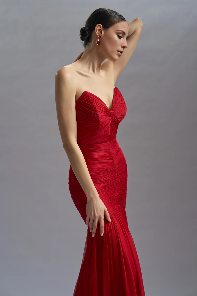 Mermaid dress sleeveless chiffon corset and floor length evening gown