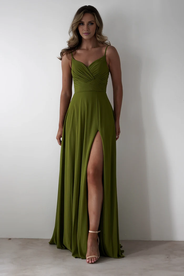 Thin shoulder strap with open back and floor length Prom Dress - Jimiss Dress