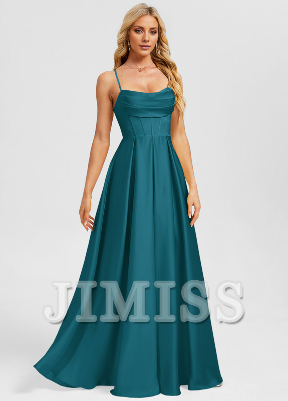 A-line sweetheart floor-length matte satin prom dress
