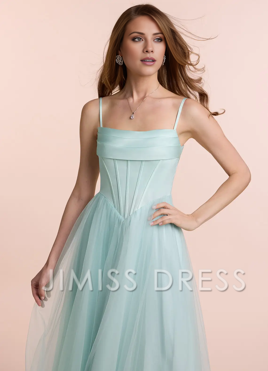Jimiss - off shoulder collar sheer strapless and floor length Prom dress