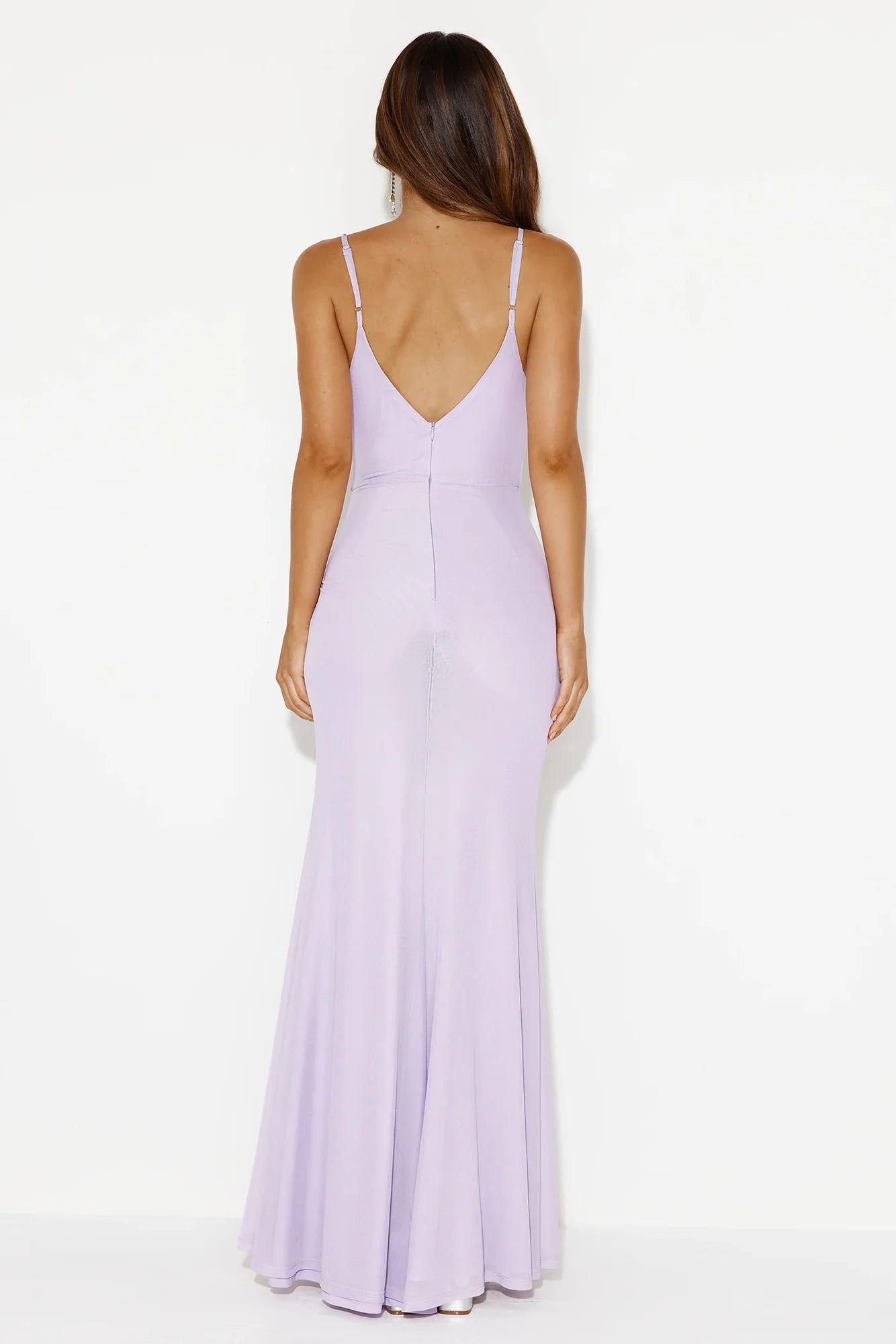 Jimiss scarf with side slit neckline wrapped in a full-length Prom dress