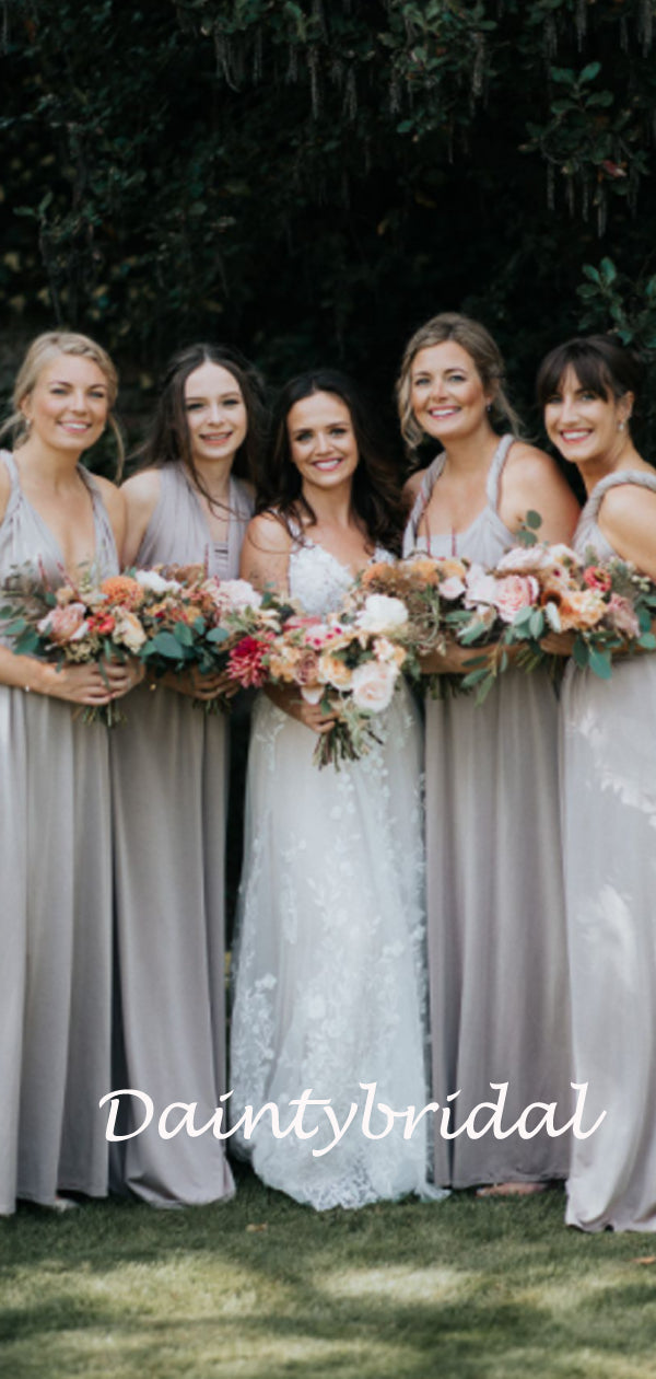 Mismatched A-line Simple Floor-length Long Bridesmaid Dresses.DB10830