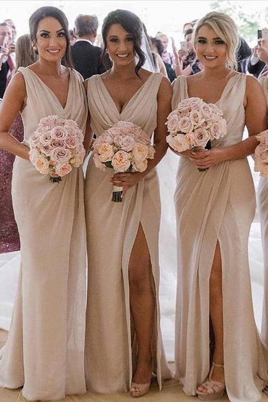 Pink Long Bridesmaid Dress with Silver Sequins Top