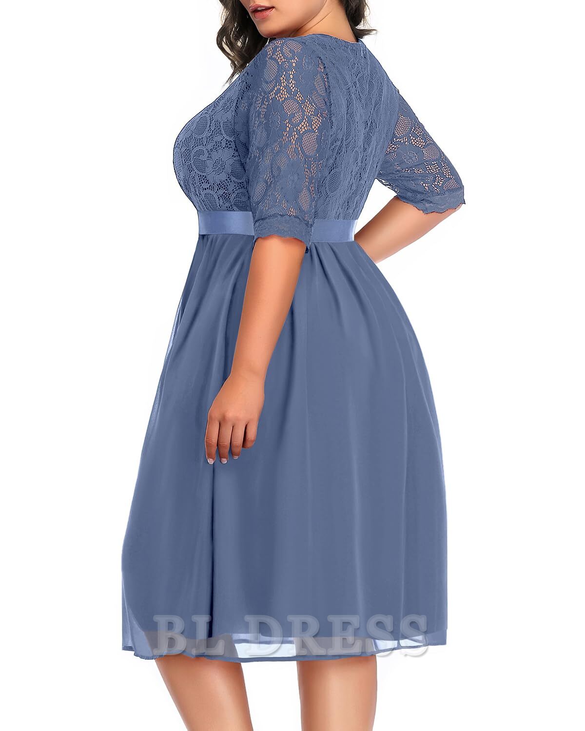 Plus Size A-line V Neck Lace Chiffon formal dresses Bridesmaid Dresses evening gown Prom Dress
