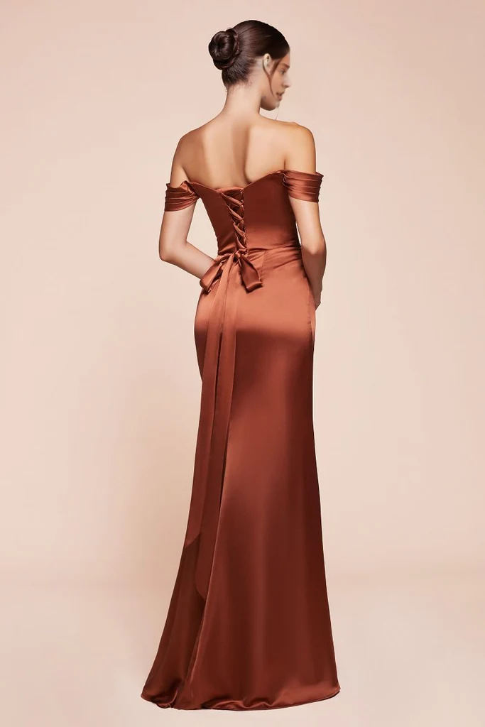 Off shoulder tight corset satin evening gowns