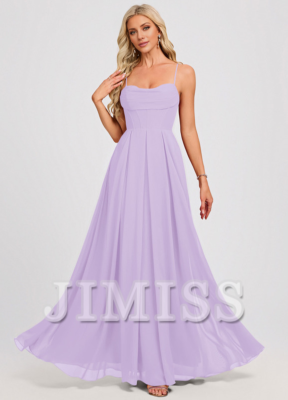 A-line sweetheart pleated floor-length chiffon prom dress