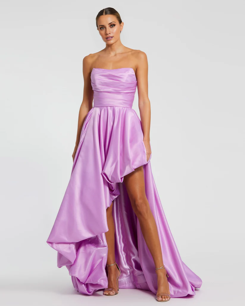 Sleeveless off-shoulder satin strapless neckline floor-length evening dress