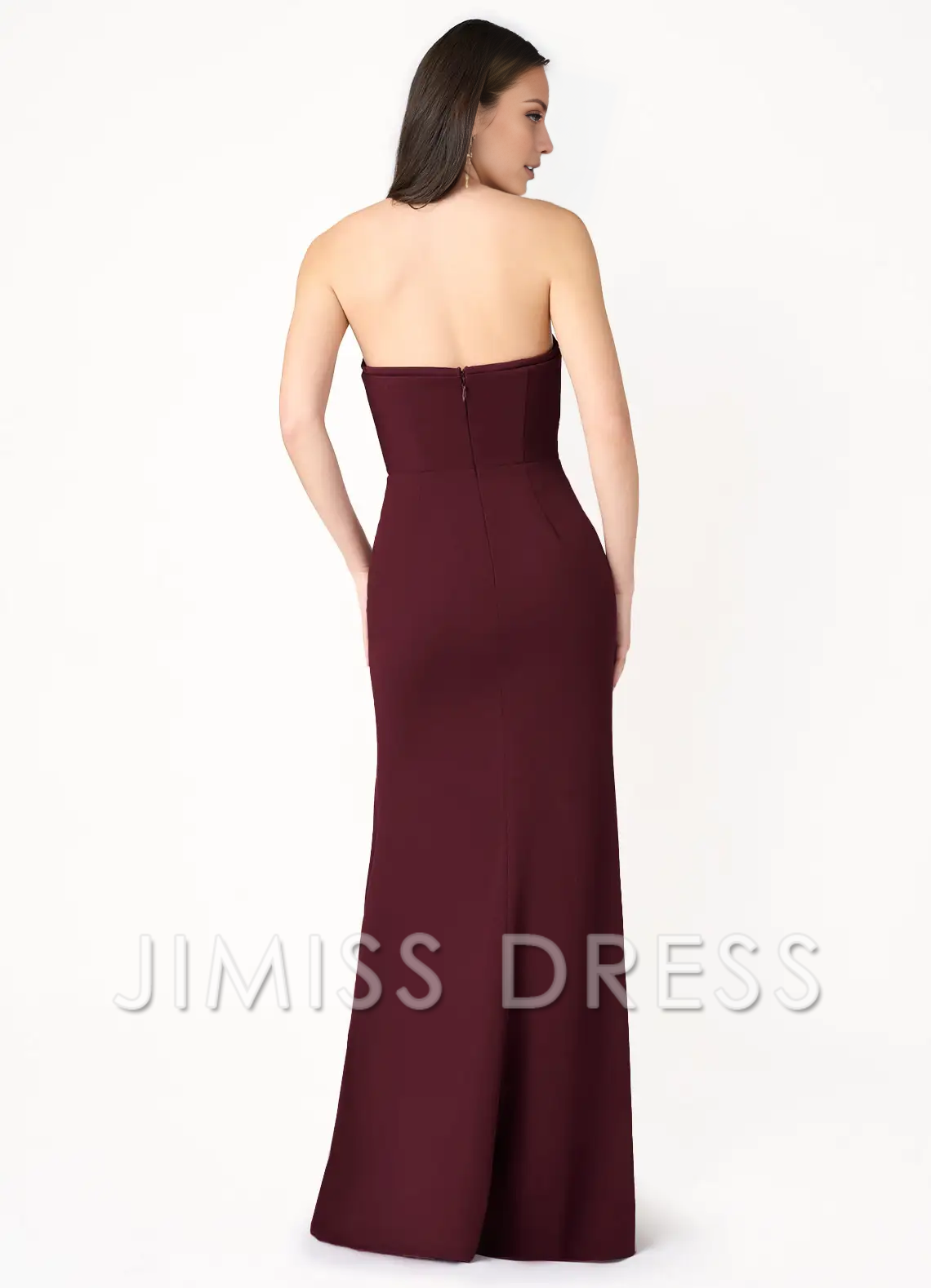 Jimiss off shoulder strapless side slit backless and floor length Prom dress