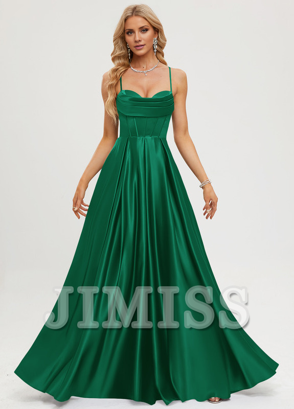 A-line sweetheart floor length satin prom dress