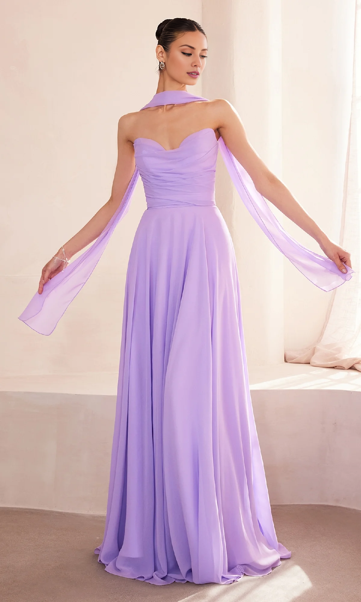 Jimiss A-line off shoulder strapless back strap and floor length Prom dress