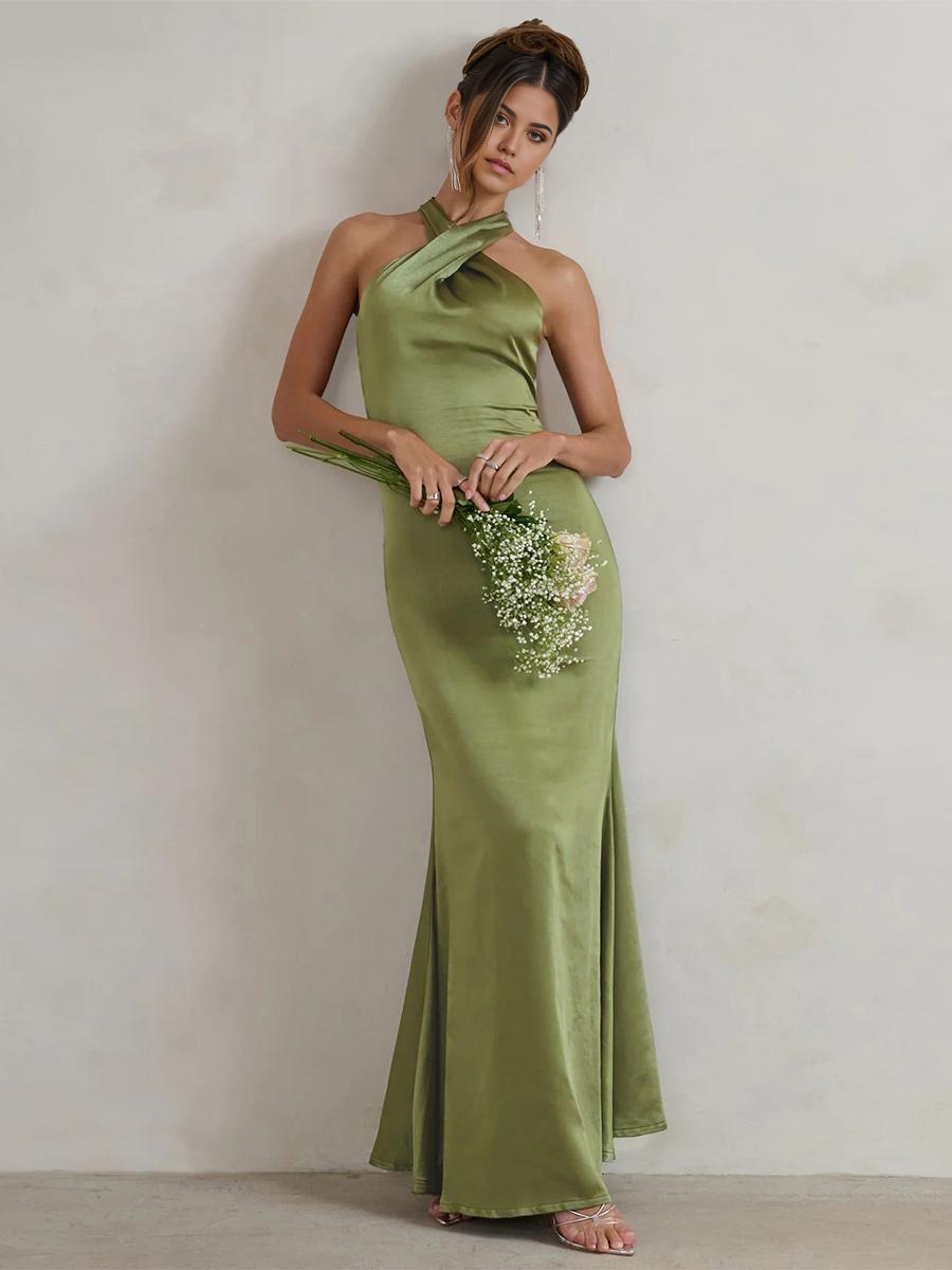 Mermaid Floor-Length Zipper Satin Wedding Party Dress formal dresses evening gown Bridesmaid Dresses