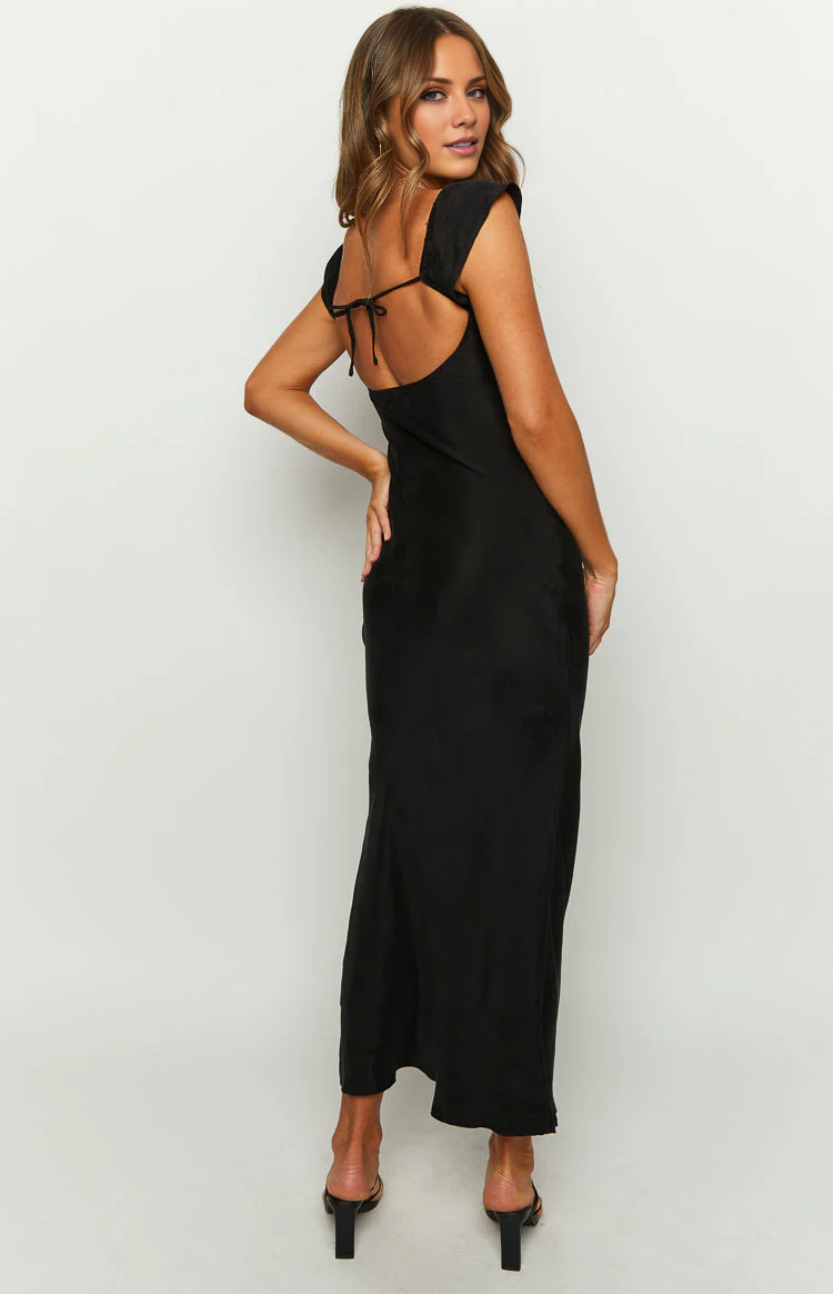 Jimiss - Heart neckline short sleeved back tie with side slit long Prom dress