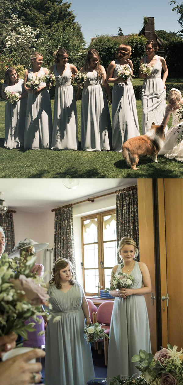 New Arrival V-neck Chiffon Floor Length Long Bridesmaid Dresses.DB10346