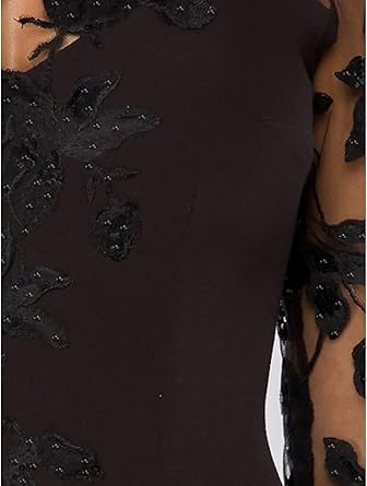 Aimishang A-Line Elegant Wedding Guest Dress Court Train Jewel Neck 3/4 Sleeve Evening Dress with Beading Slit Appliques Fall Wedding Guest Dress November