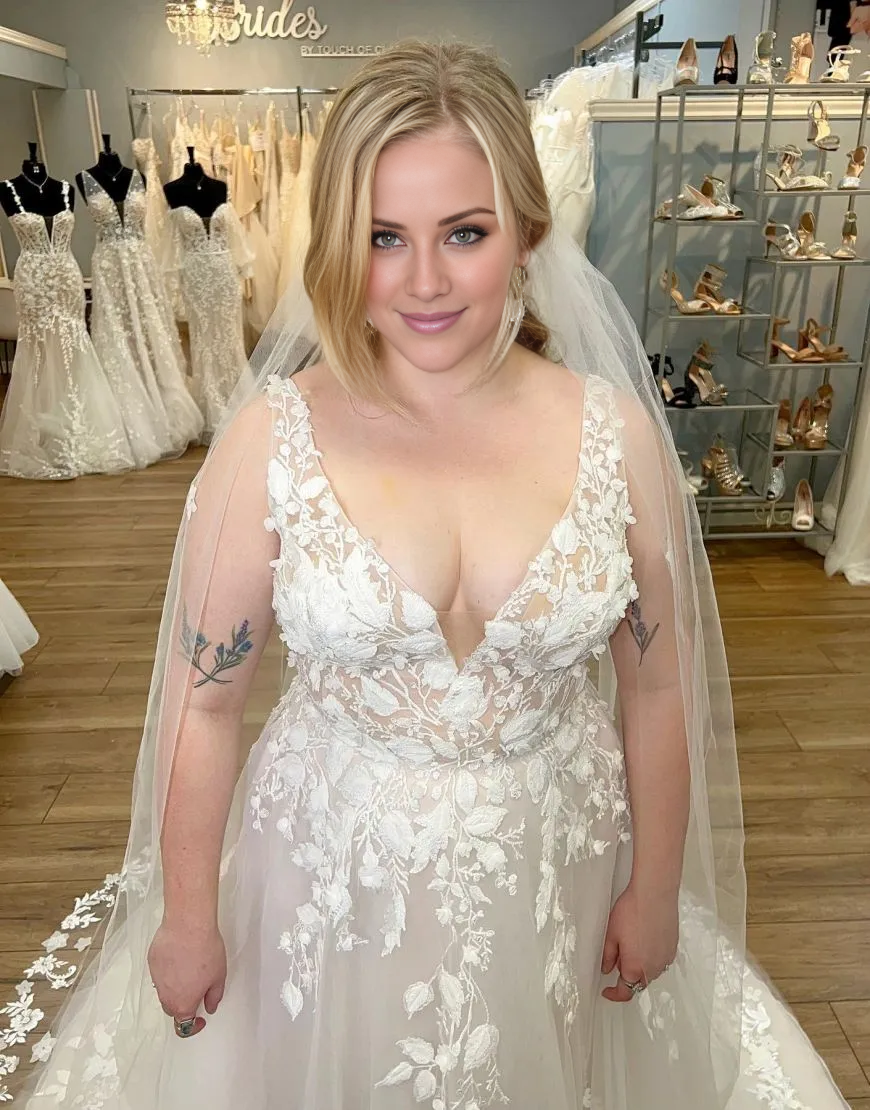 Aimishang Wedding Dress A-Line V-Neck Plus Size With Appliques
