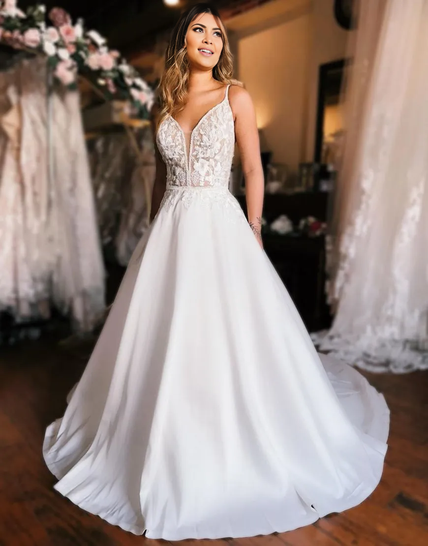 Aimishang Wedding Dress A-Line Spaghetti Straps Open Back