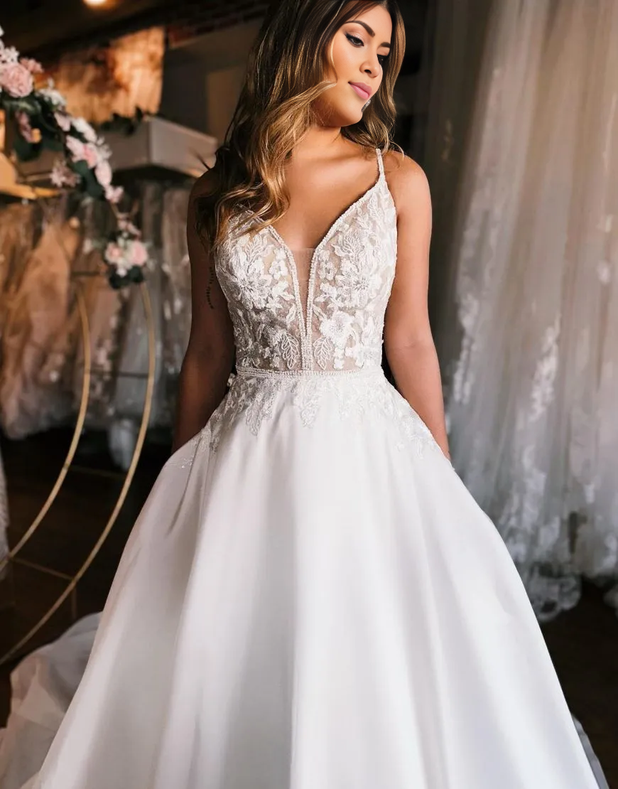 Aimishang Wedding Dress A-Line Spaghetti Straps Open Back