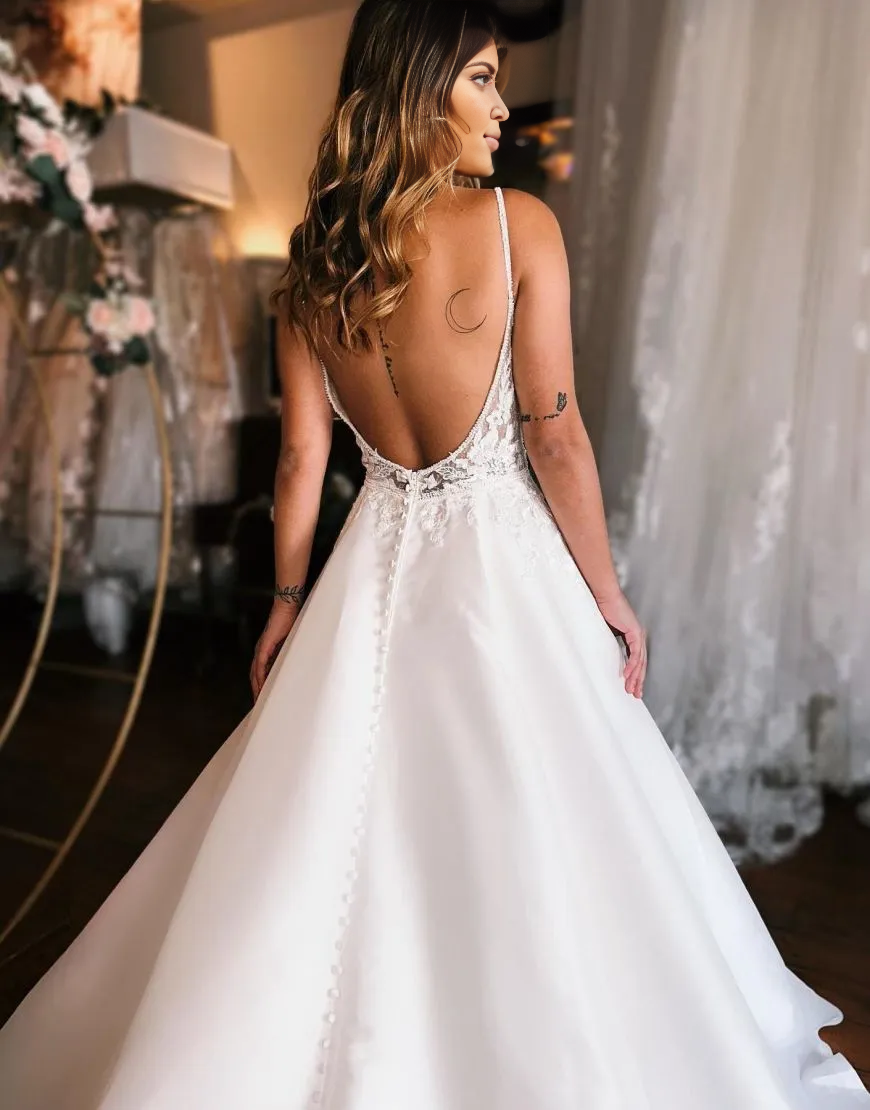 Aimishang Wedding Dress A-Line Spaghetti Straps Open Back