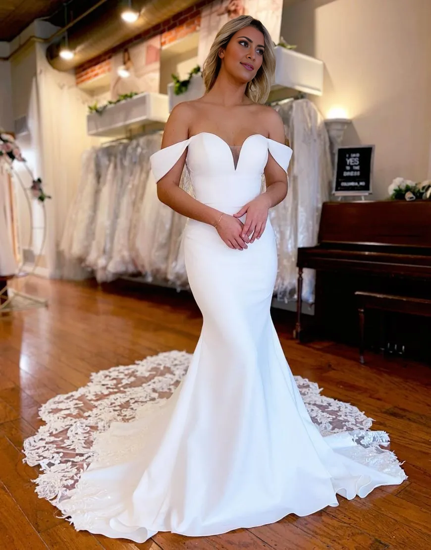 Aimishang Wedding Dress Mermaid Off The Shoulder Chapel Train With Appliques