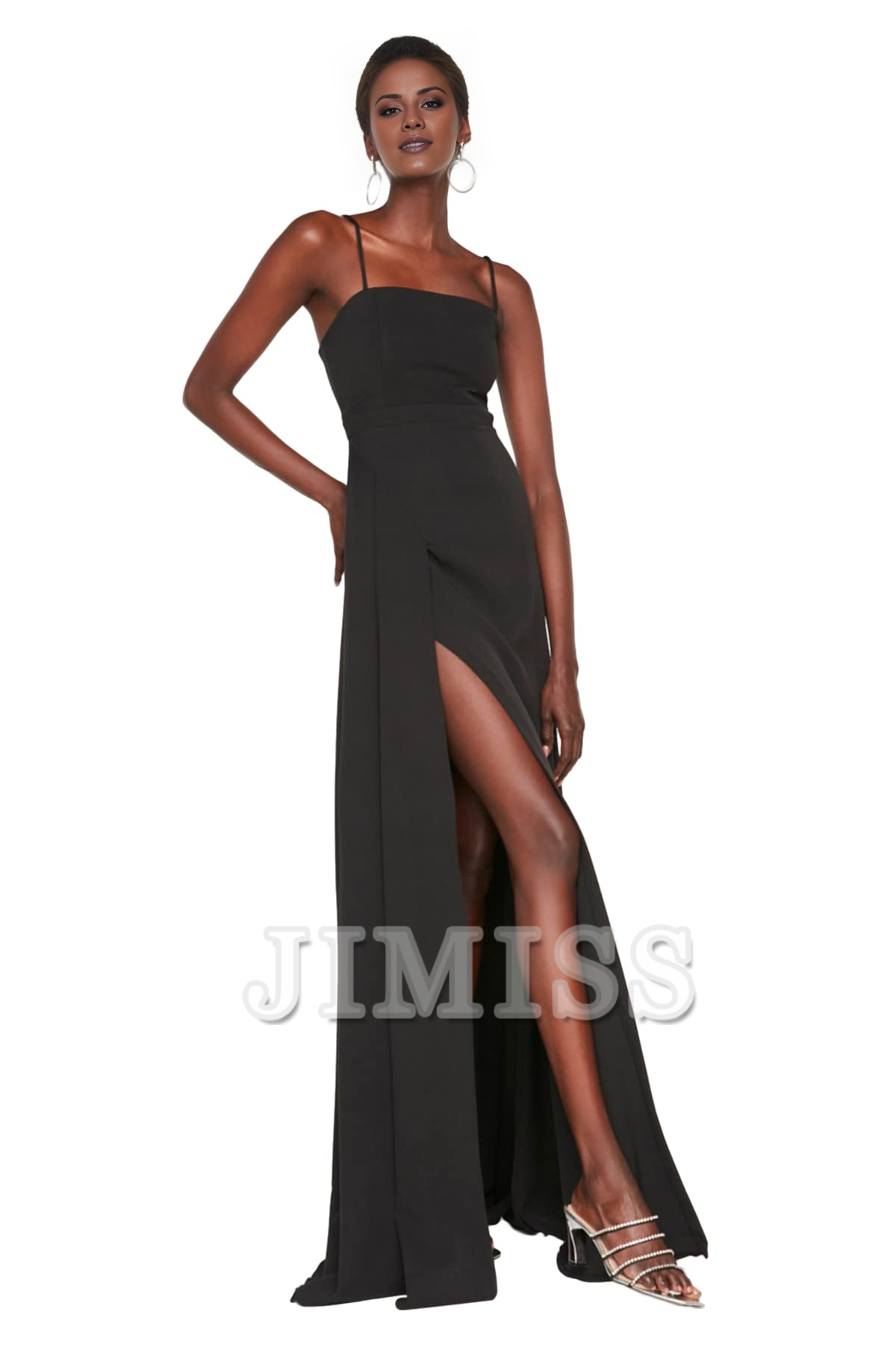 Split neckline evening gown and graduation gown formal evening gown