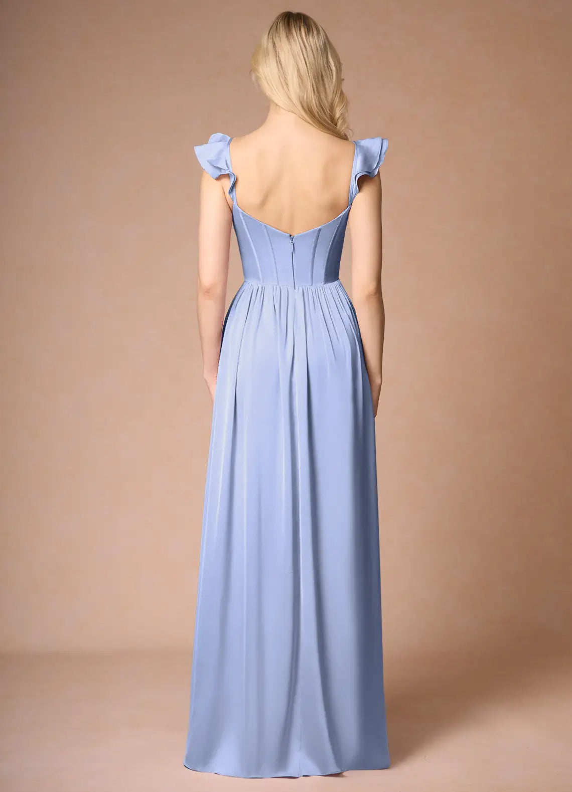 Jimiss A-line off shoulder side slit backless and floor length Prom dress