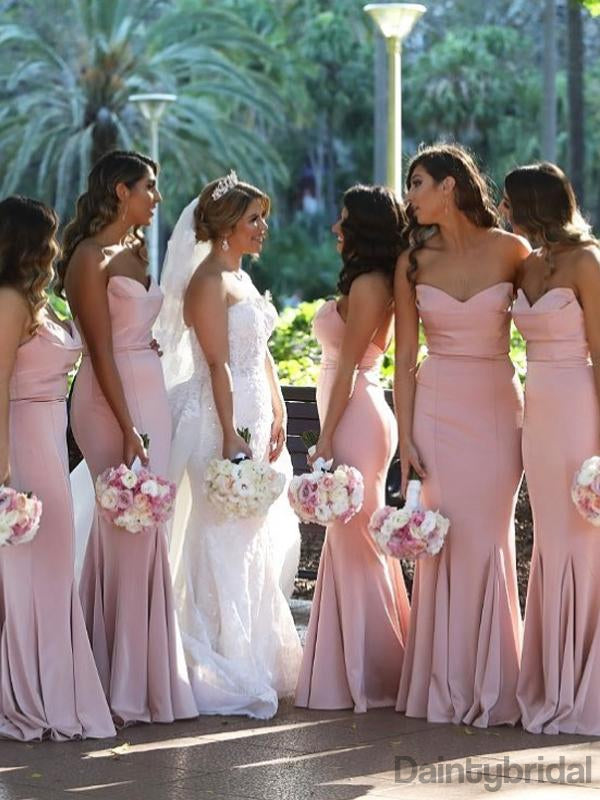 Sweetheart Satin Mermaid Floor Length Bridesmaid Dresses.DB10186