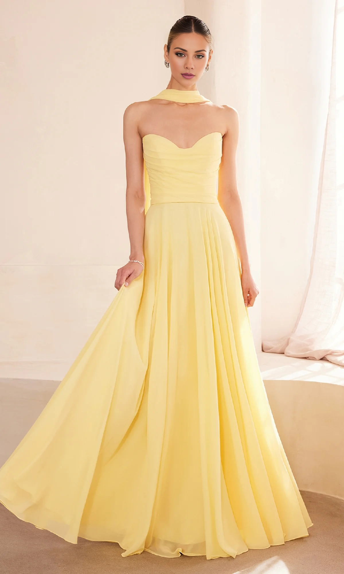 Jimiss A-line off shoulder strapless back strap and floor length Prom dress