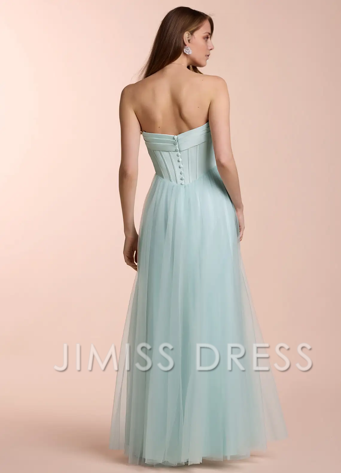 Jimiss - off shoulder collar sheer strapless and floor length Prom dress
