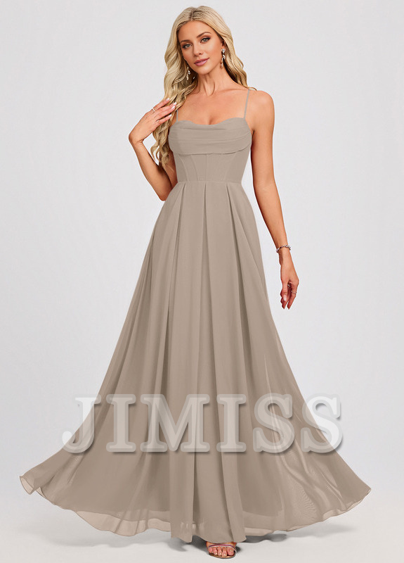 A-line sweetheart pleated floor-length chiffon prom dress