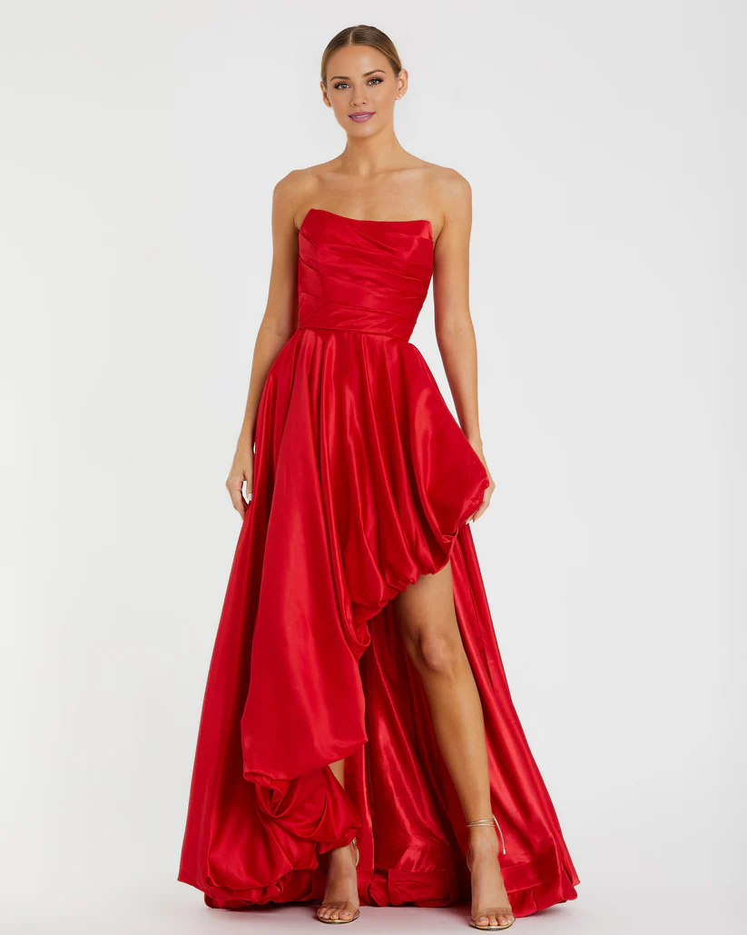 Sleeveless off-shoulder satin strapless neckline floor-length evening dress