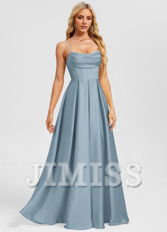 A-line sweetheart floor-length matte satin prom dress