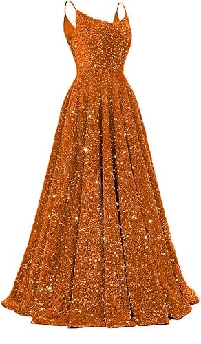 Spaghetti Straps Prom Dresses Sequin Long Formal Ball Gowns Sparkly A-Line Evening Party Gown Wholesale